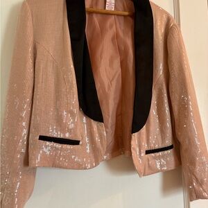 Candie's Pink Sequin Blazer with Black Trim